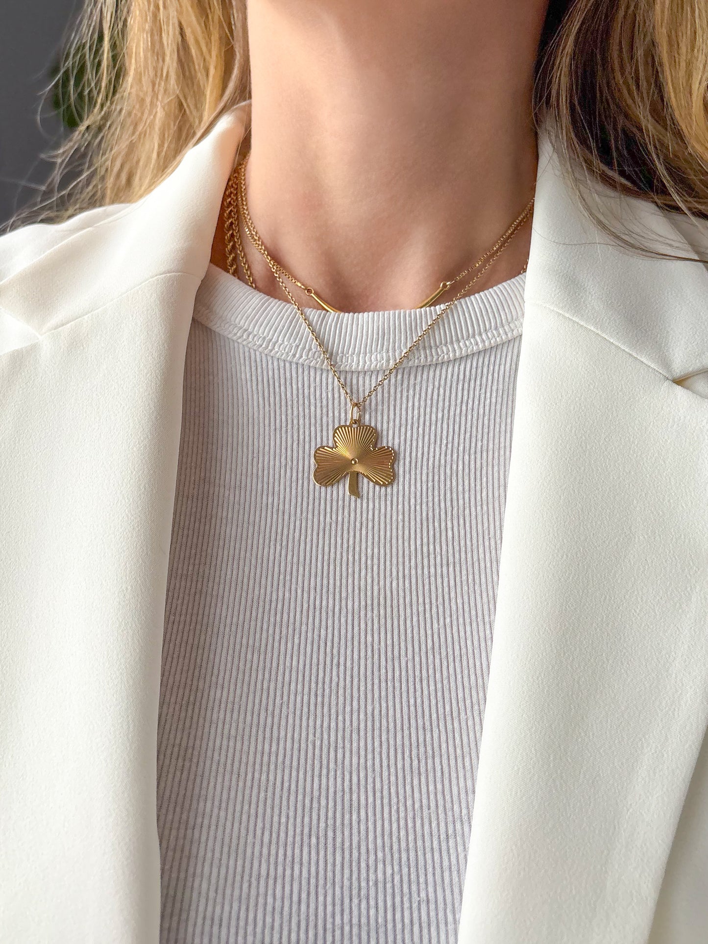 Vintage Engine Turned Clover 14k Yellow Gold Charm