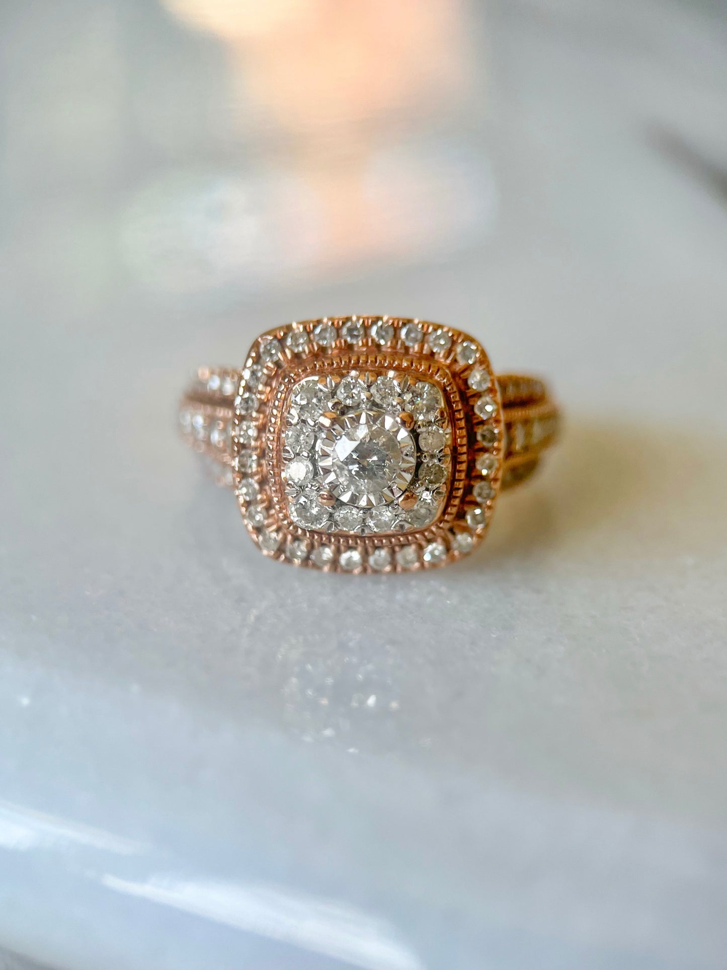 Natural Diamond 10k Rose Gold Ring