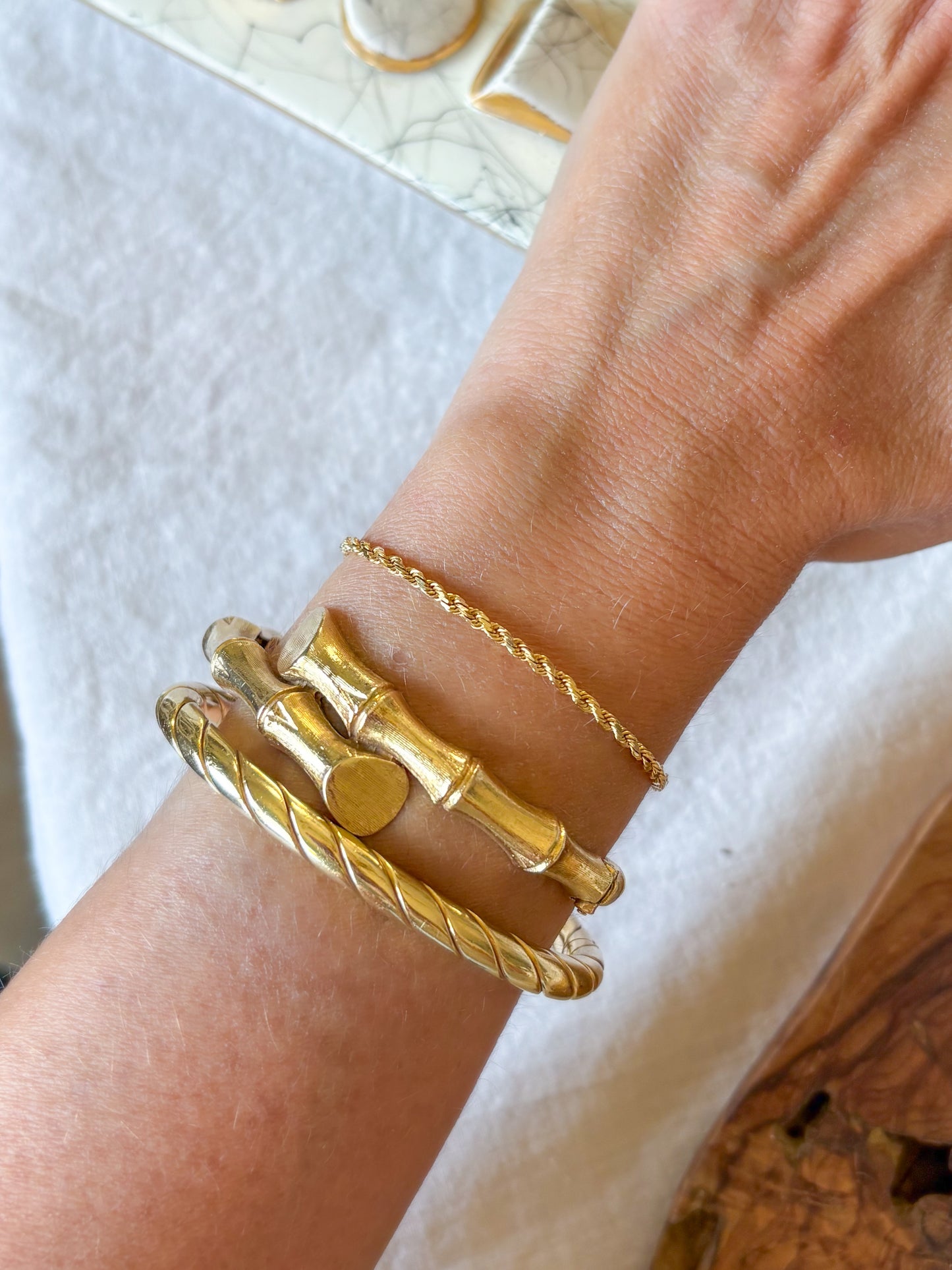 Vintage Rope Chain 14k Yellow Gold 7 Inch Bracelet