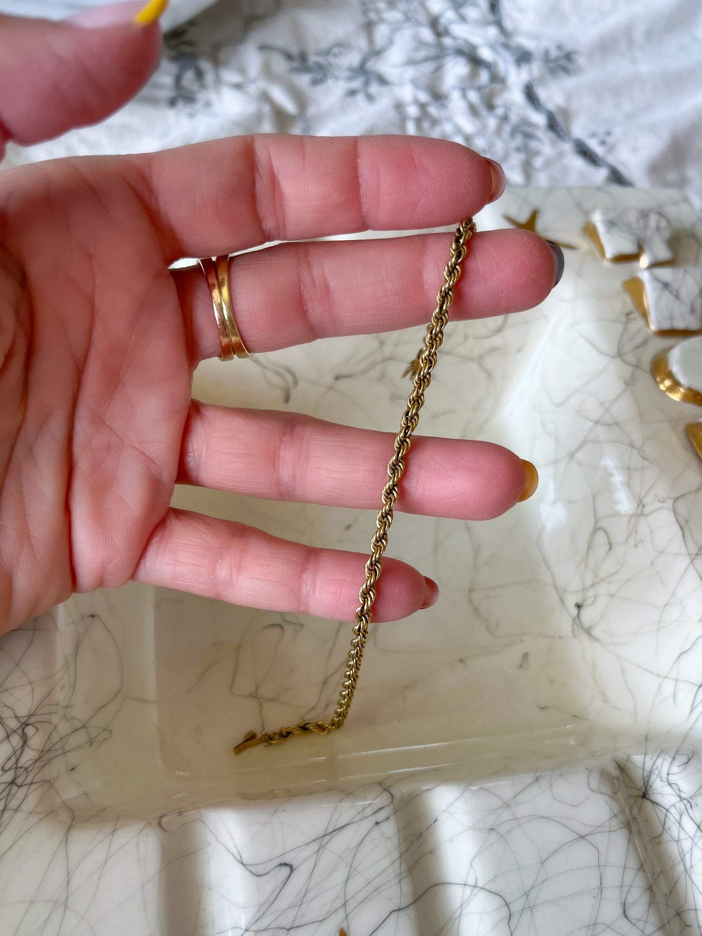 Vintage Rope Chain 14k Yellow Gold 7.5 Inch Bracelet