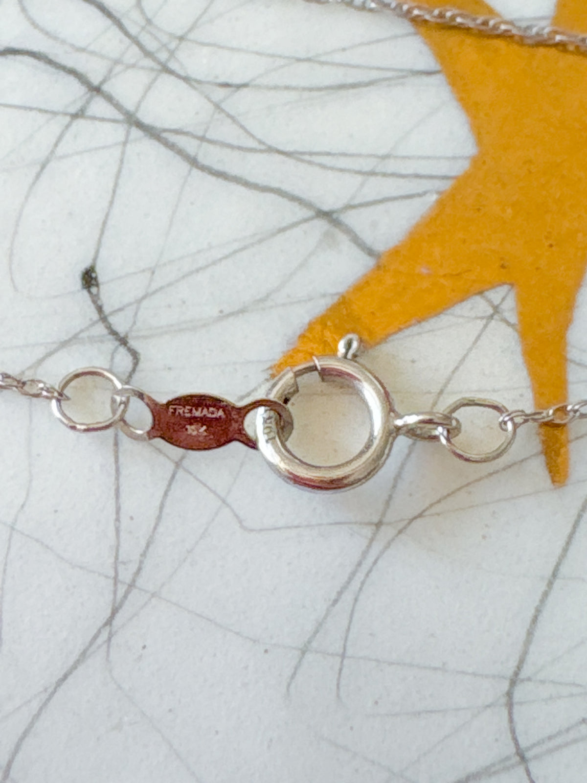 Vintage 10k White Gold and Natural Rhodolite and Diamond Charm with Chain