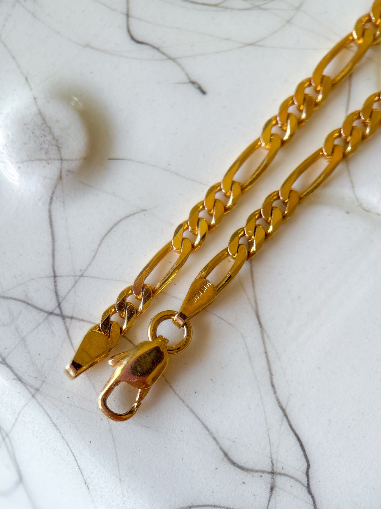 Vintage Figaro Chain 14k Yellow Gold Bracelet