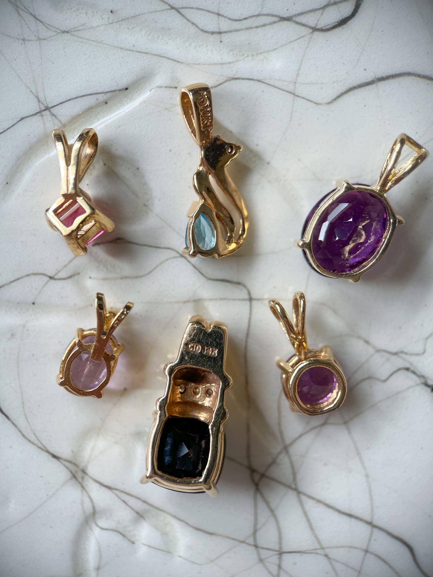 Vintage Pear Shaped Topaz with Natural Diamond 14k Yellow Gold