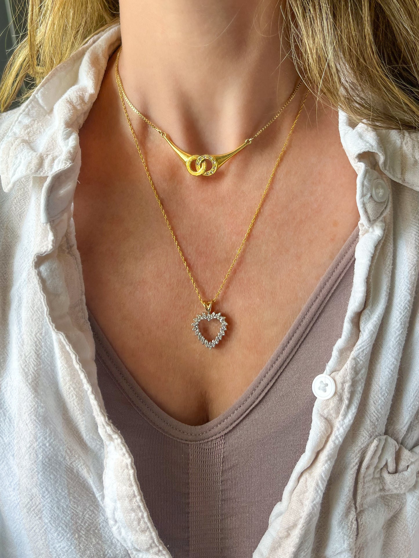 Vintage Natural Diamond Cluster 14k Yellow Gold Diamond Heart Charm