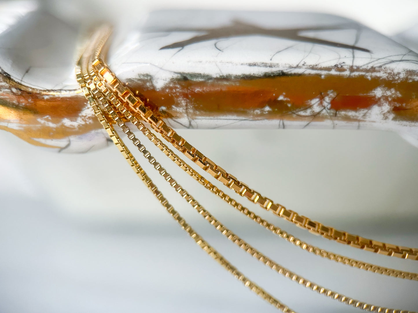 Only 3 left!* Vintage Box Chains 14k Yellow Gold 15, 19, 20 Inch Necklaces
