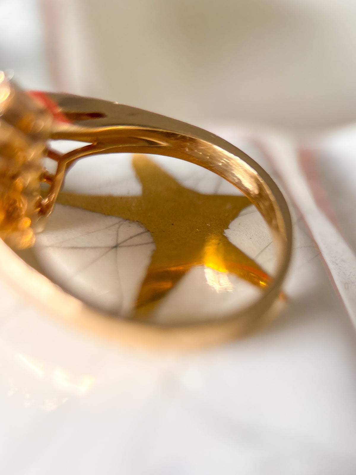 Vintage Marquise Shaped Natural Ruby and Natural Diamond 14k Yellow Gold Ring