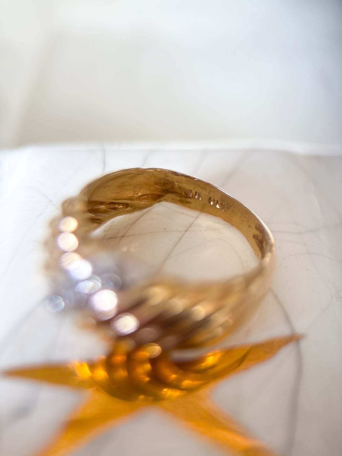 Vintage Natural Diamond Bombé 14k Yellow Gold Ring