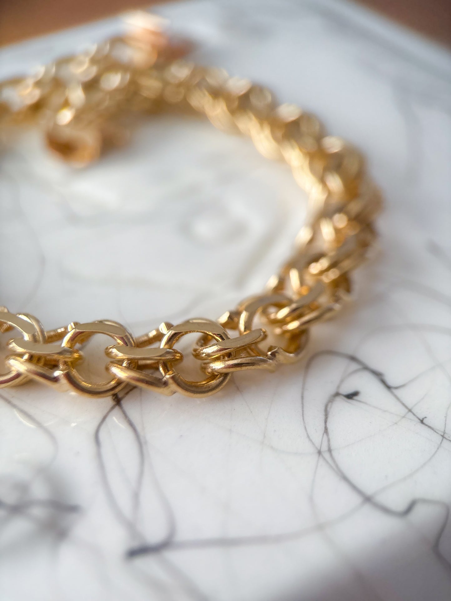 Vintage Round Multi Link 14k Yellow Gold 8.25 Inch Bracelet