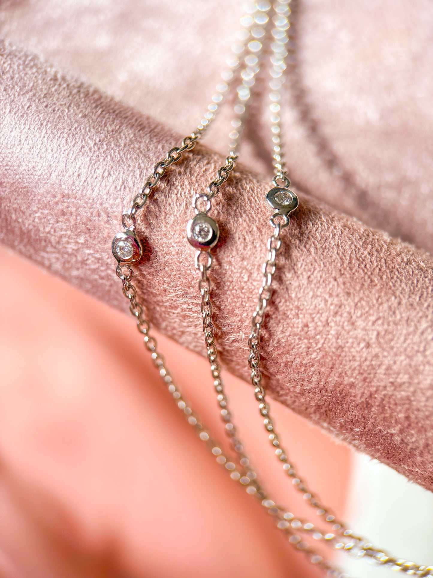 Natural Diamond by the Yard Graduated 14k White Gold Necklace