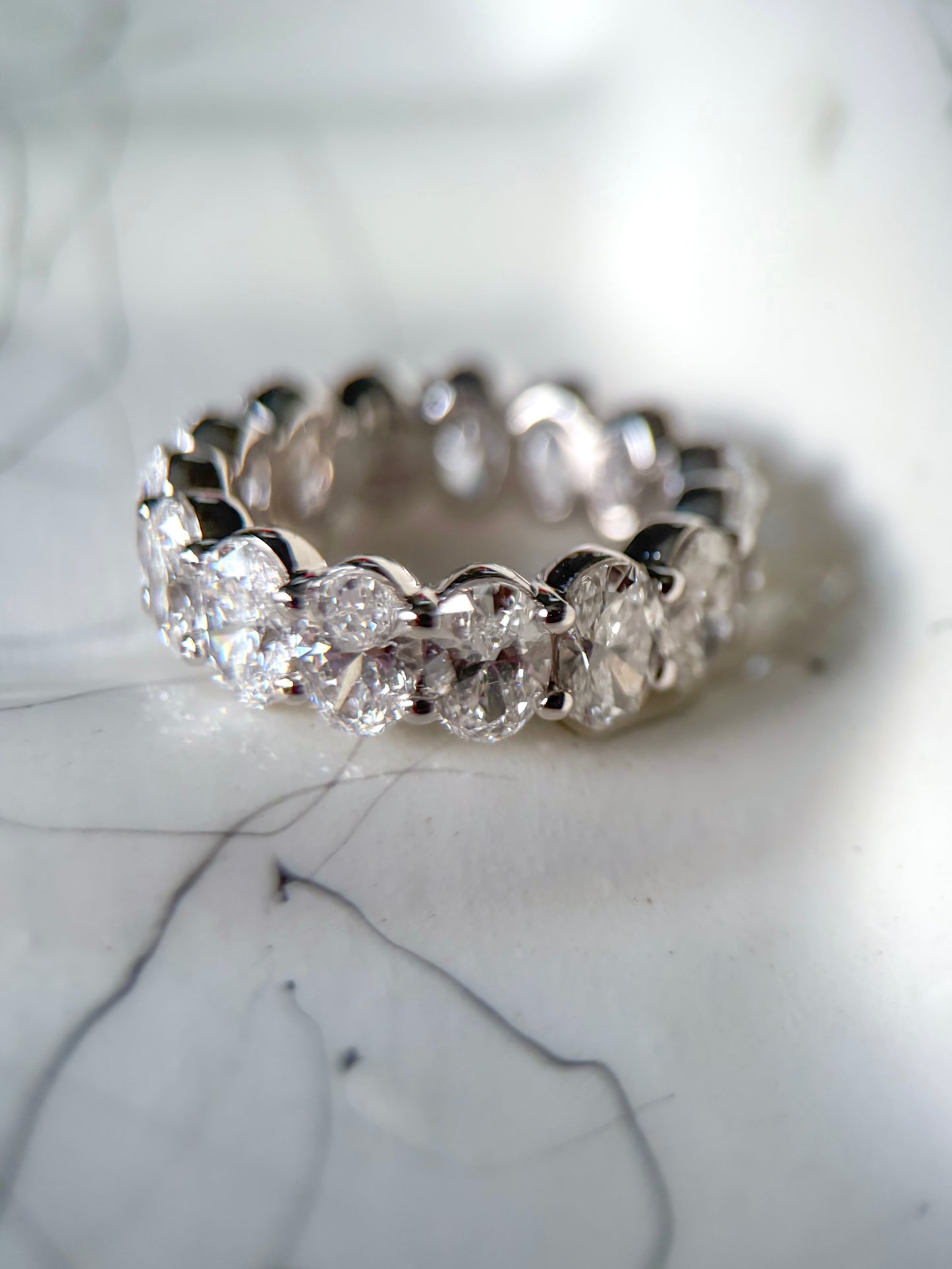 Lab Grown Diamond 14k White Gold Oval 7 Carat Eternity Band