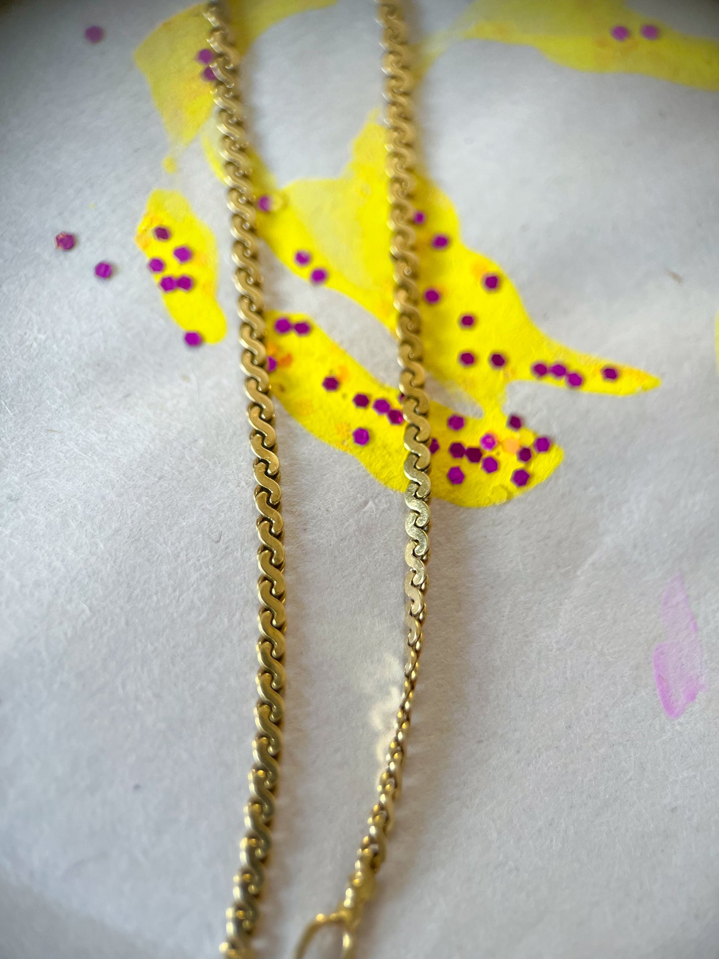 Vintage Serpentine Chain 14k Yellow Gold 7.5 Inch Bracelet