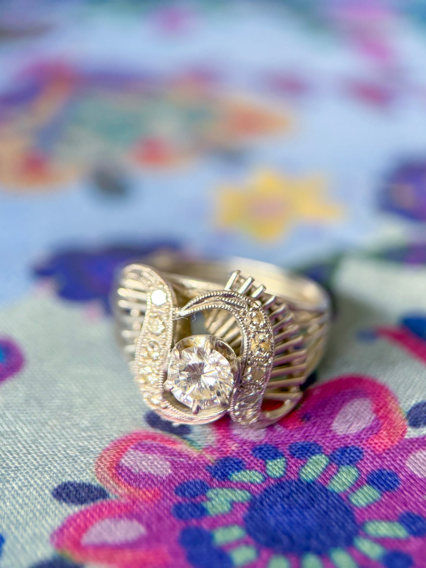 Vintage (Possibly Antique) Natural Diamond 14k White Gold Engagement Ring