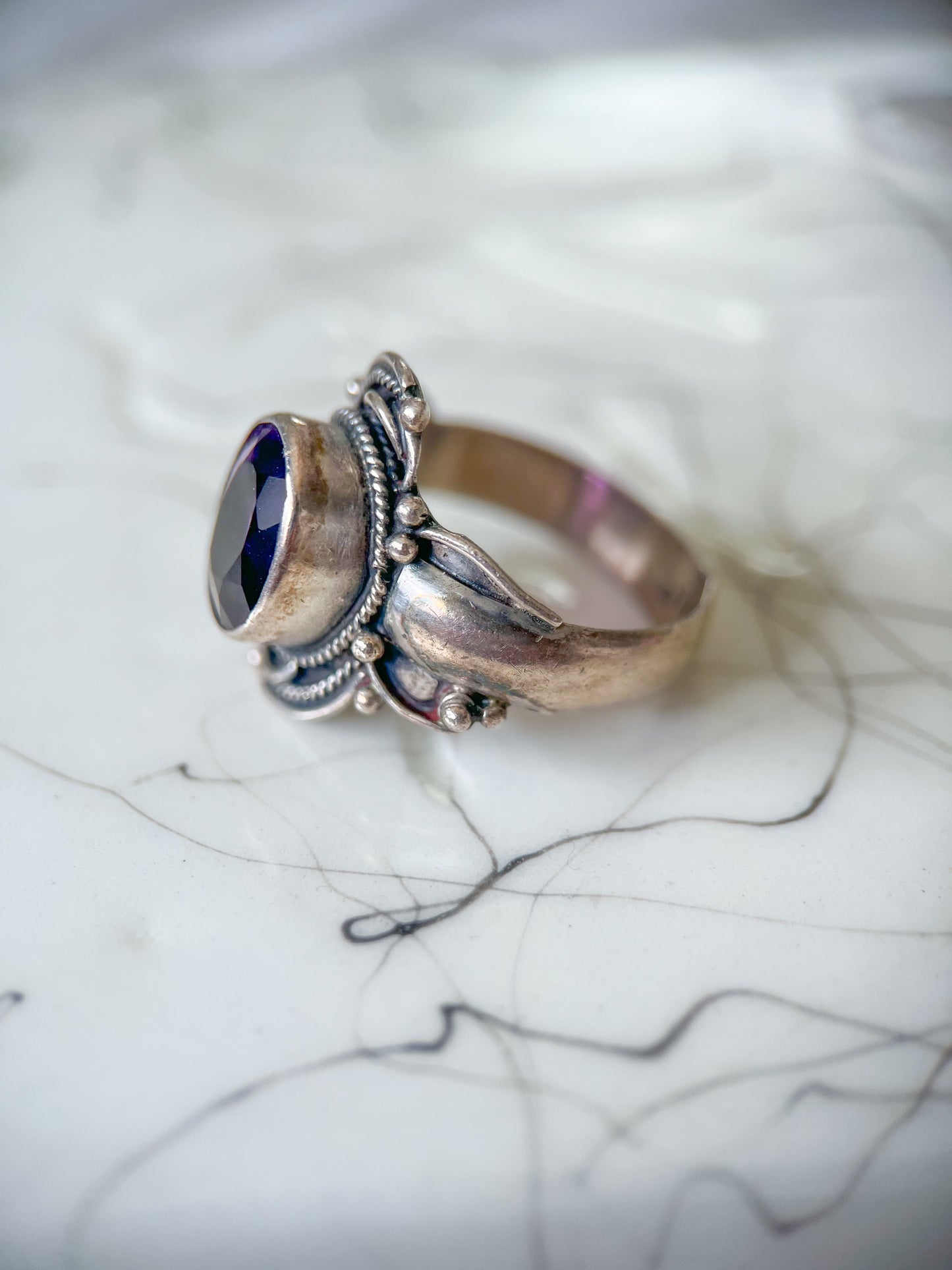 Vintage Amethyst and Sterling Silver Ring