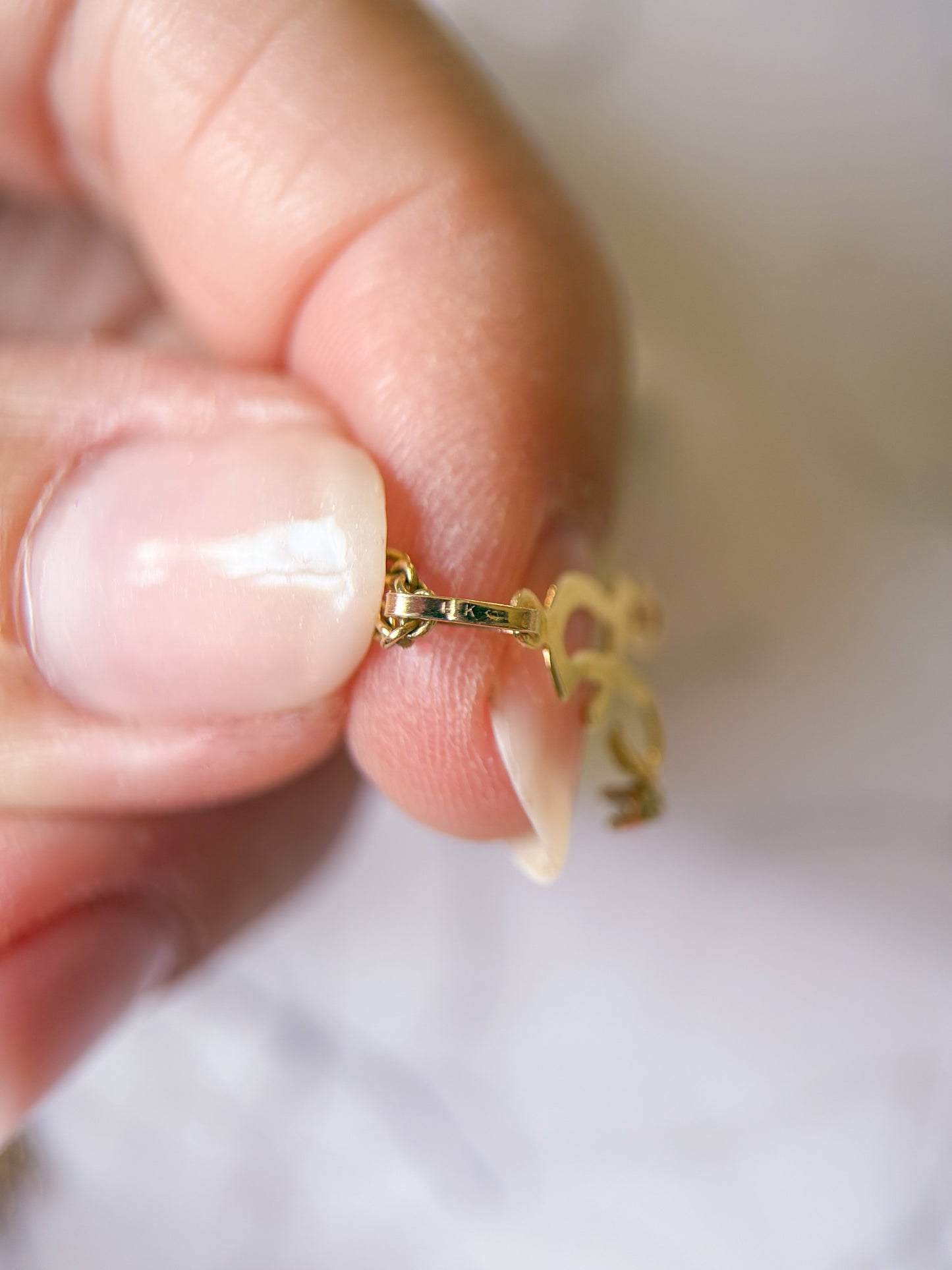 Vintage 'A' 14k Yellow Gold Letter Initial Charm with Small Diamond