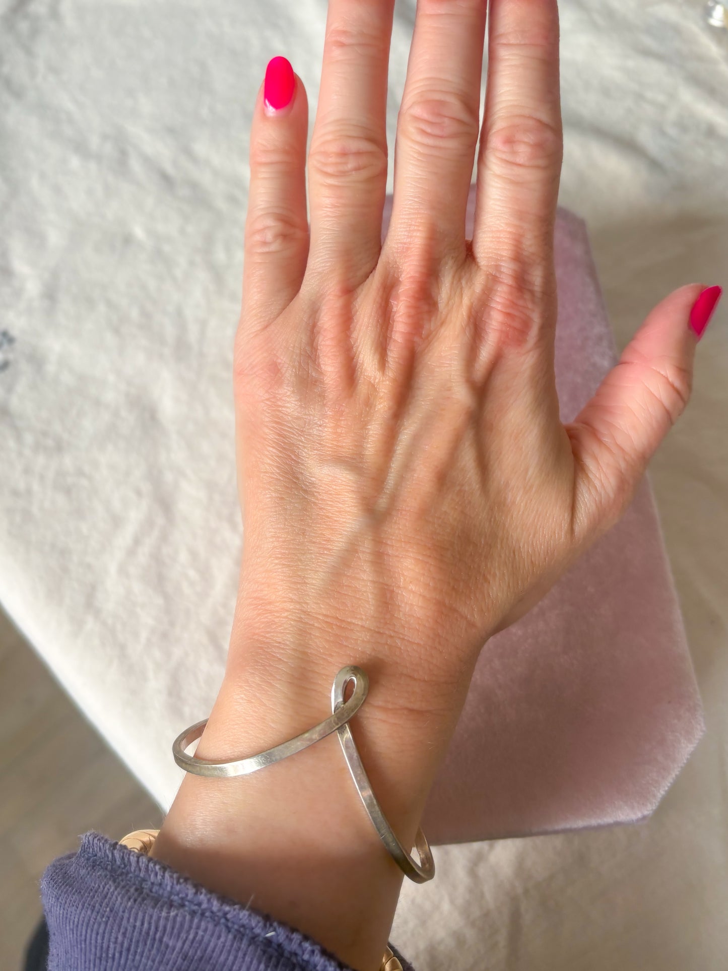 Vintage Open Bangle Sterling Silver Bracelet, circa 1990s