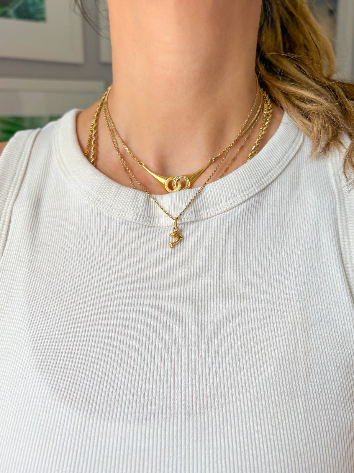 Vintage Mini Dolphin 14k Yellow Gold Charm