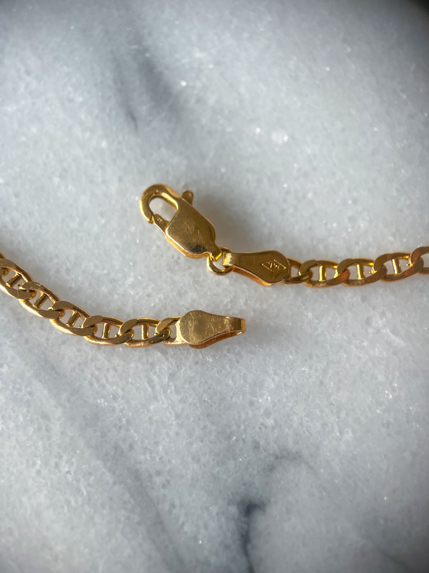 Vintage Flat Mariner 14k Yellow Gold Chain 17 Inch Necklace