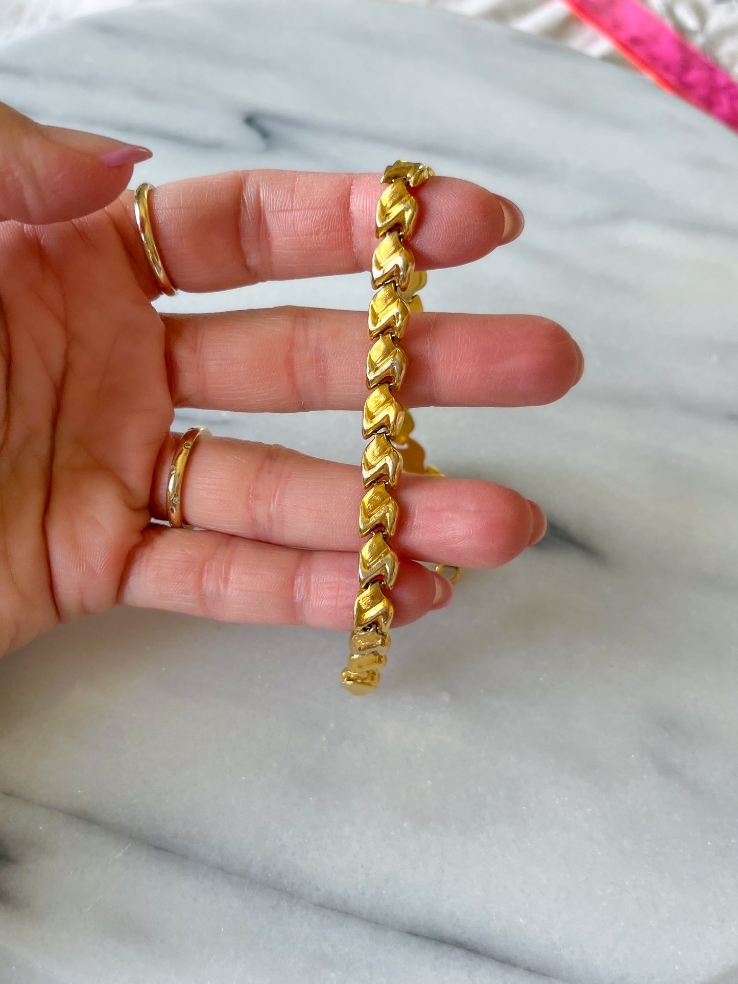Vintage 14k Yellow Gold Link 8.5 Inch Bracelet