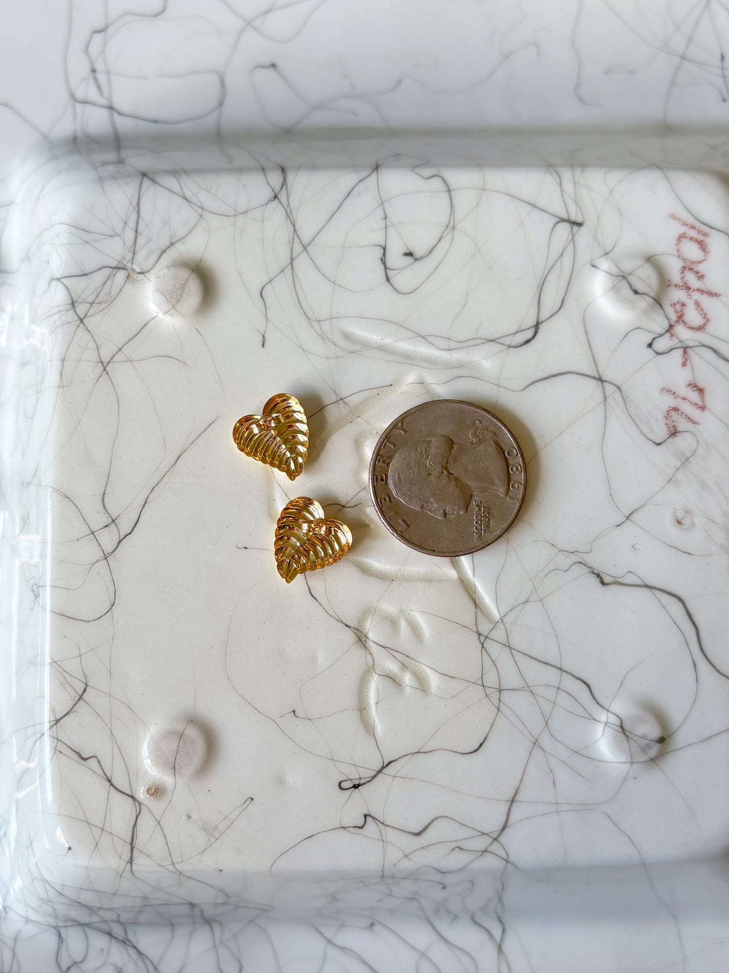 Vintage Heart Shaped 14k Yellow Gold Stud Earrings