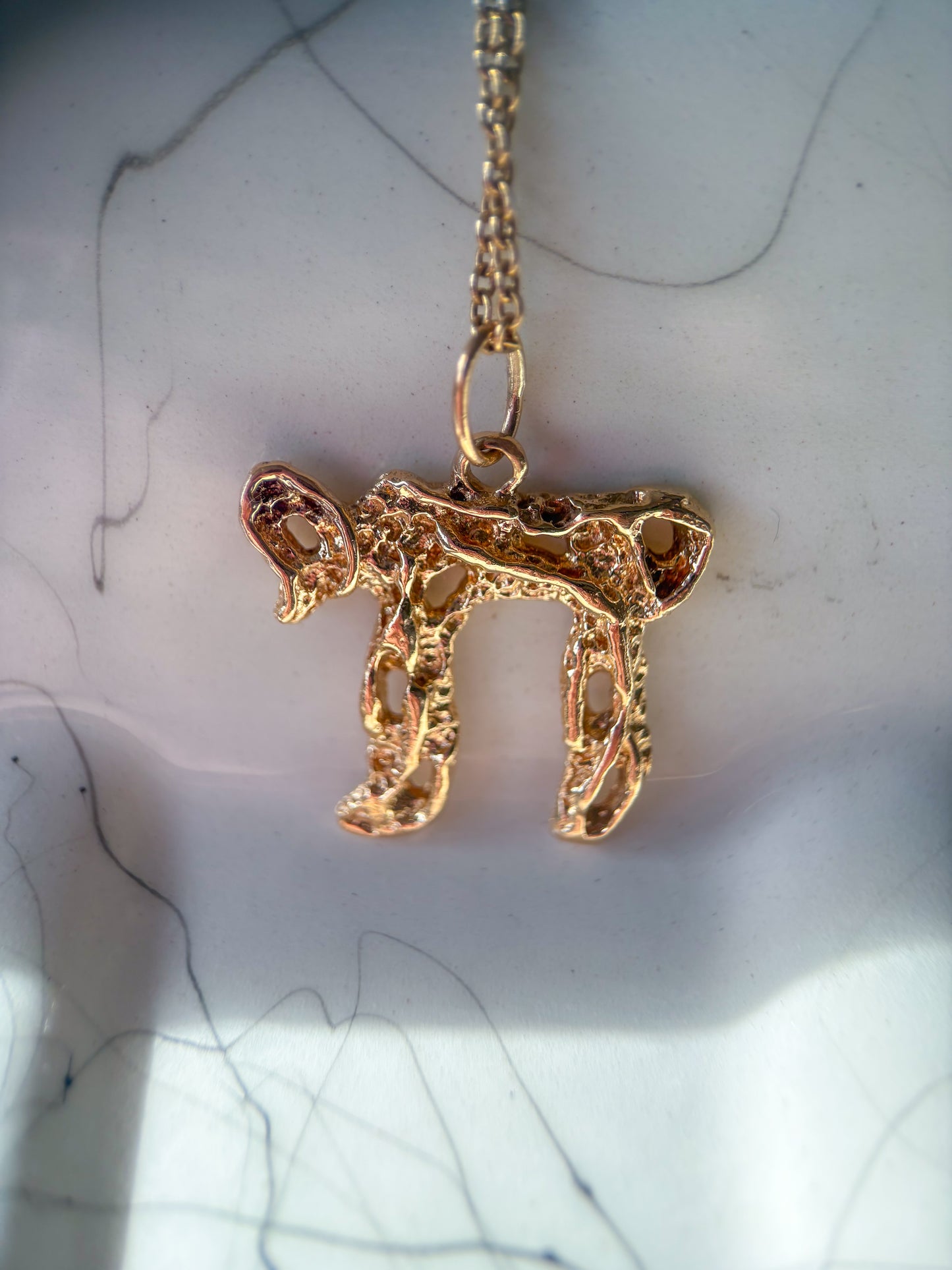 Vintage Chai 14k Yellow Gold Nugget Charm