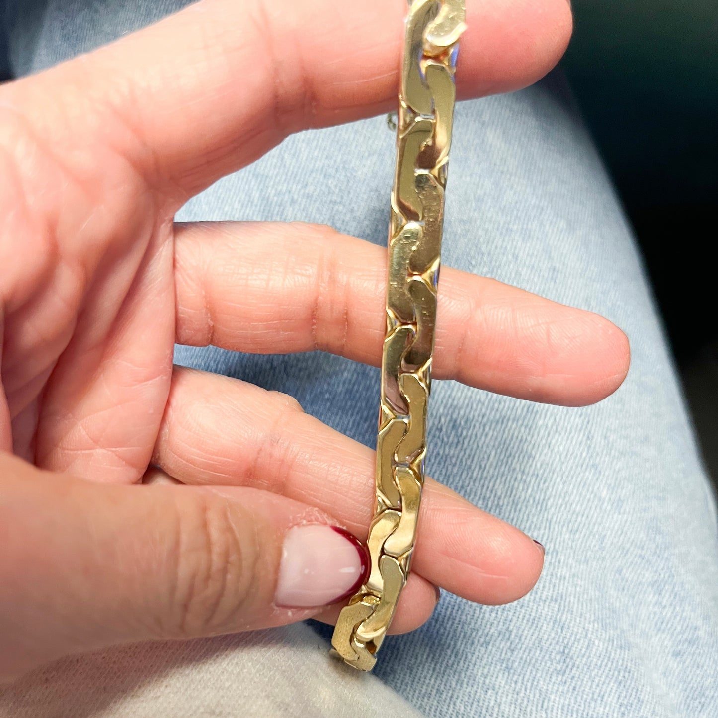 Vintage Solid Cobra Link 14k Yellow Gold 7 Inch Bracelet, circa 1970s