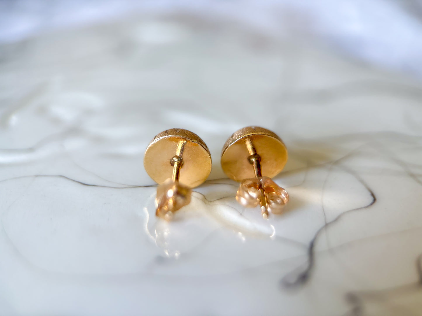 Vintage Matte Dome 14k Yellow Gold Stud Earrings
