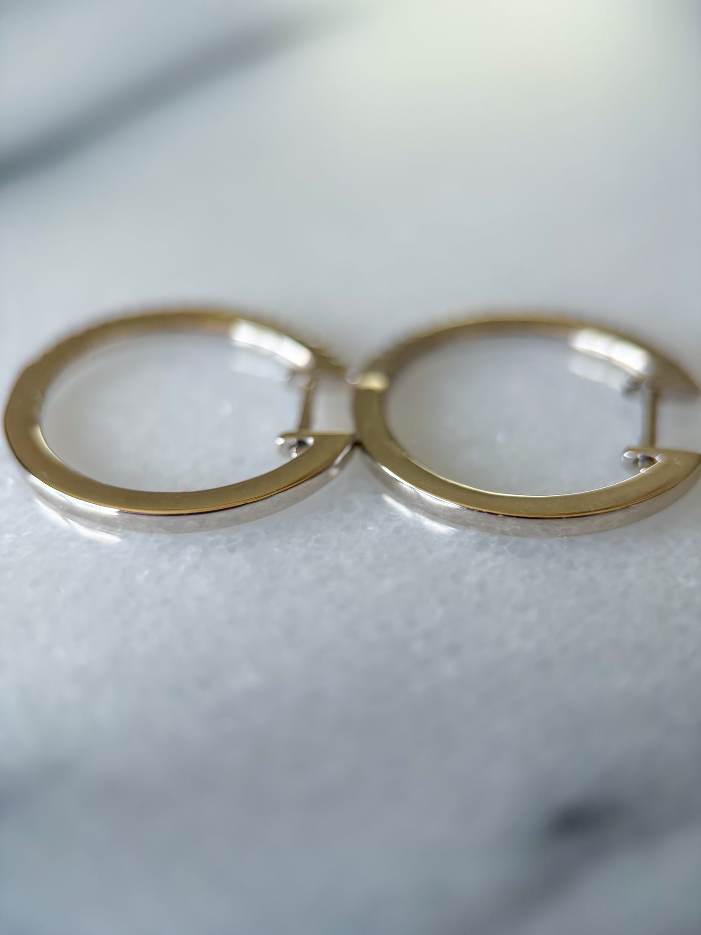 Thin Natural Diamond Huggies 14k White Gold Hoop Earrings