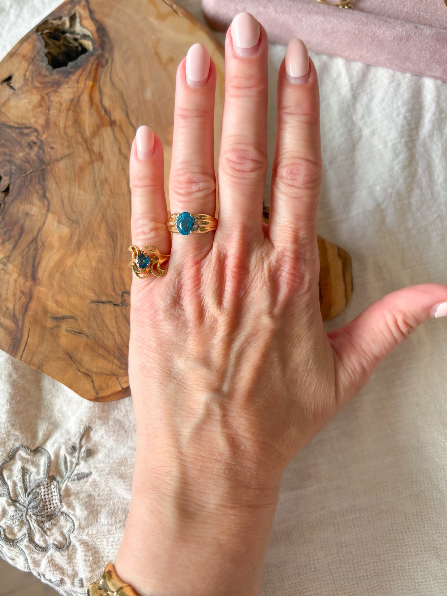 Various Vintage Natural Topaz 14k Yellow Gold Rings