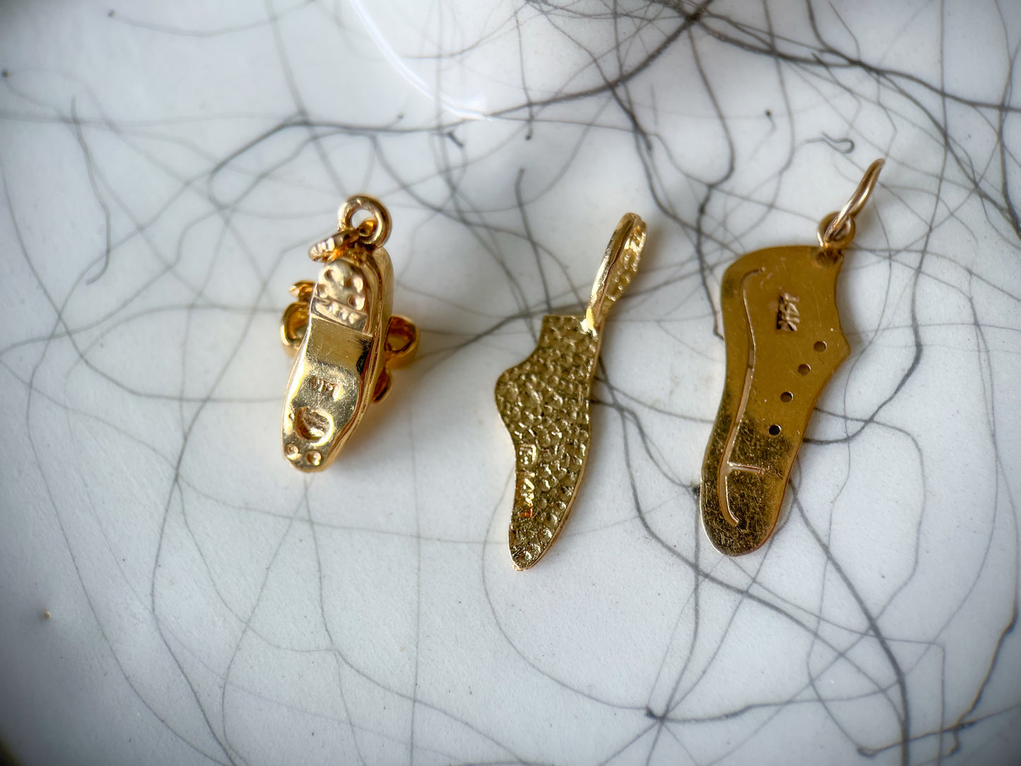 Vintage Sneaker and Ballet Shoe 14k Yellow Gold Charms