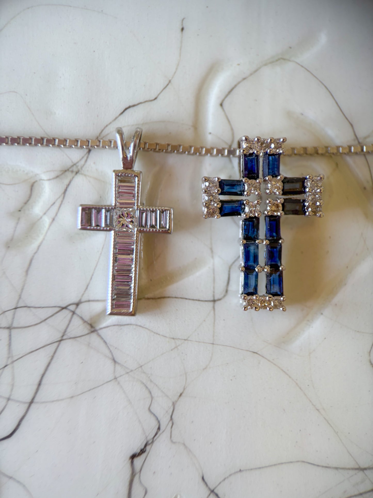 Vintage 14k White Gold Cross Charms