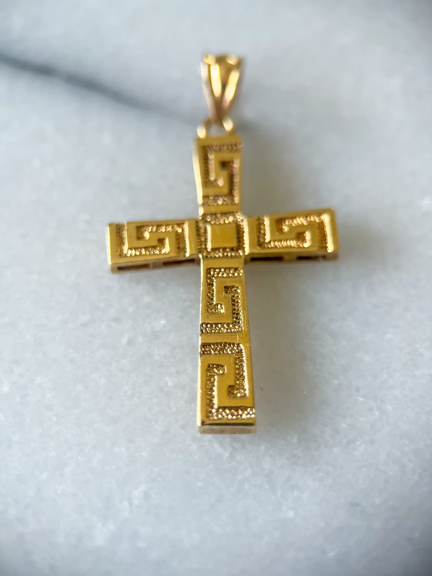 Vintage Greek Style Cross 14k Yellow Gold Charm