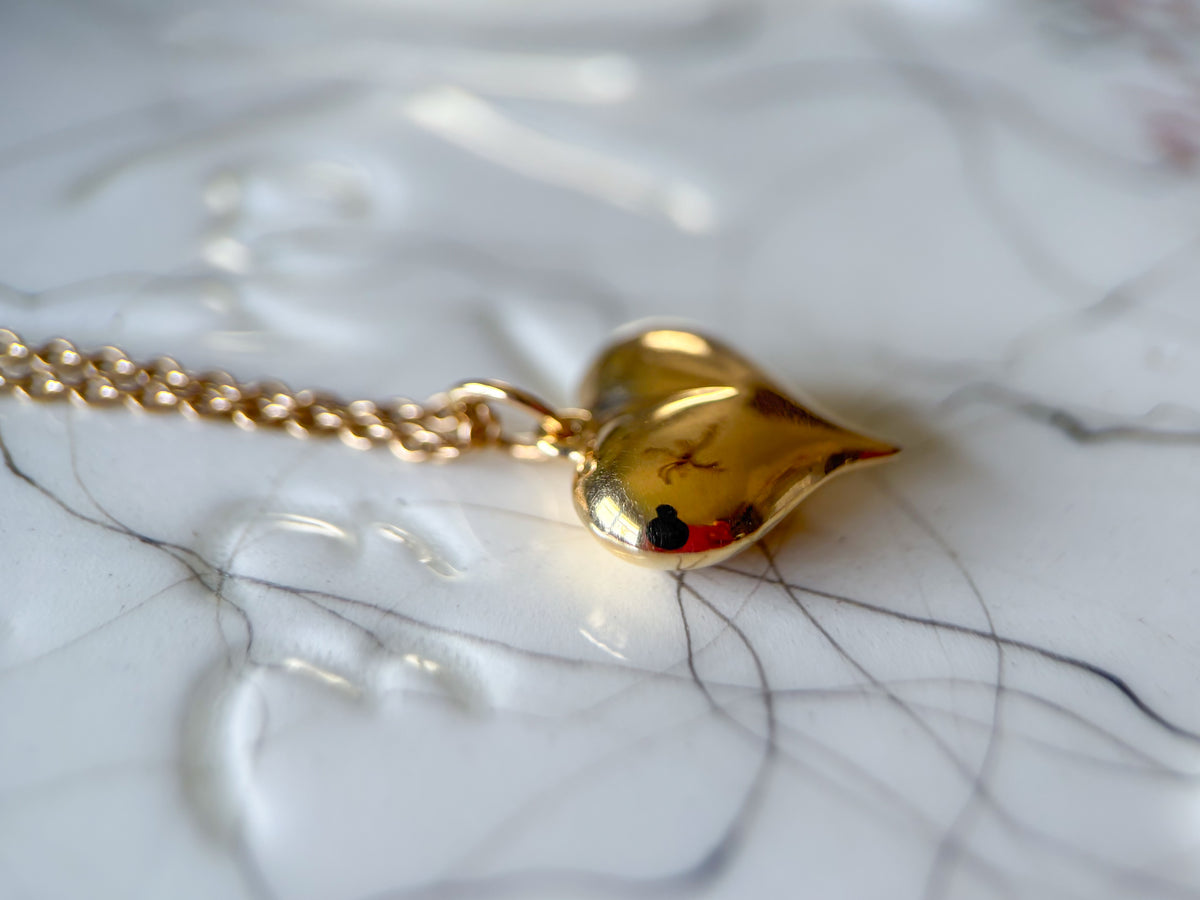 Vintage Puffy Heart 14k Yellow Gold Charm
