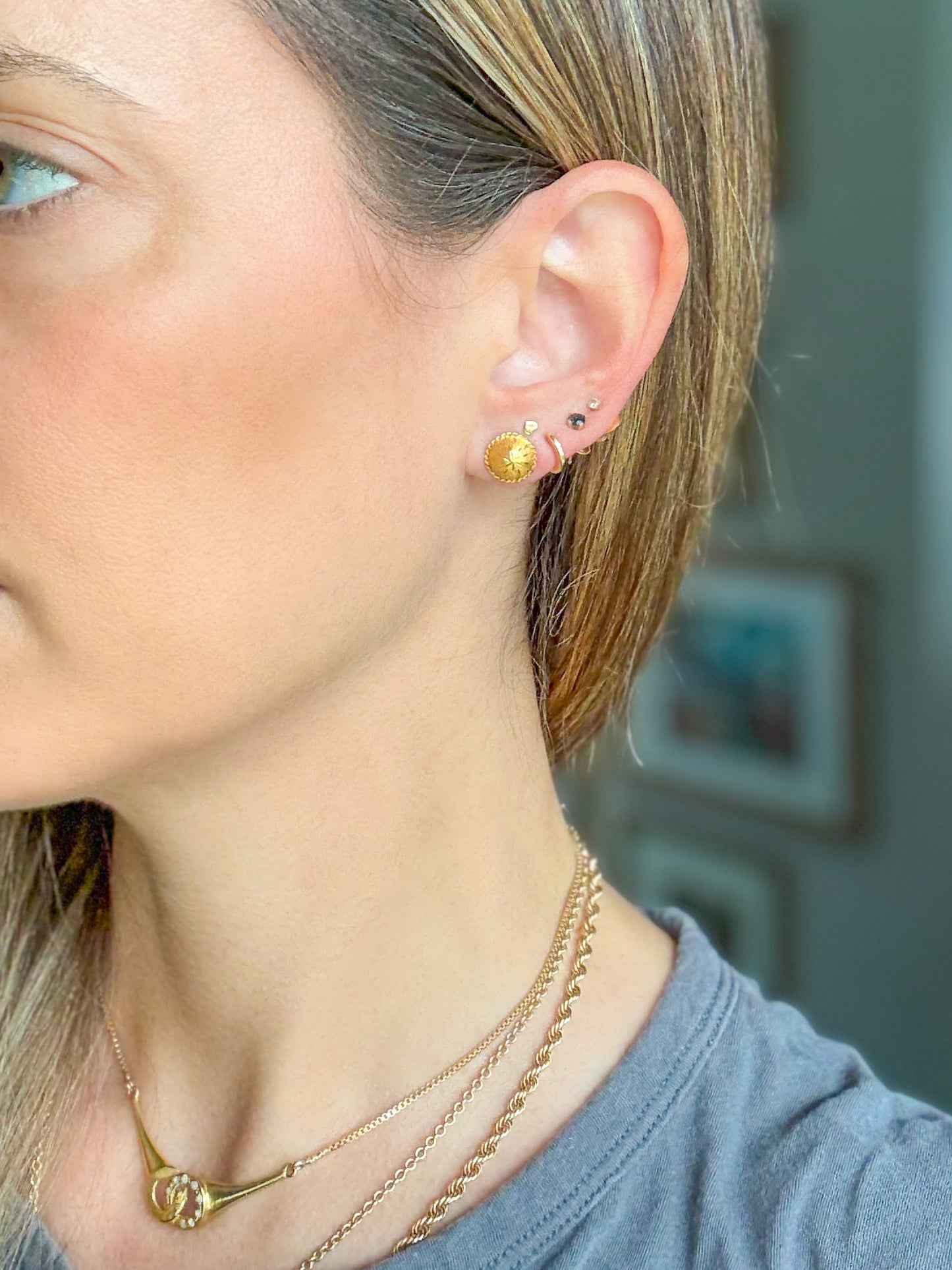 Vintage Dome 14k Yellow Gold Stud Earrings