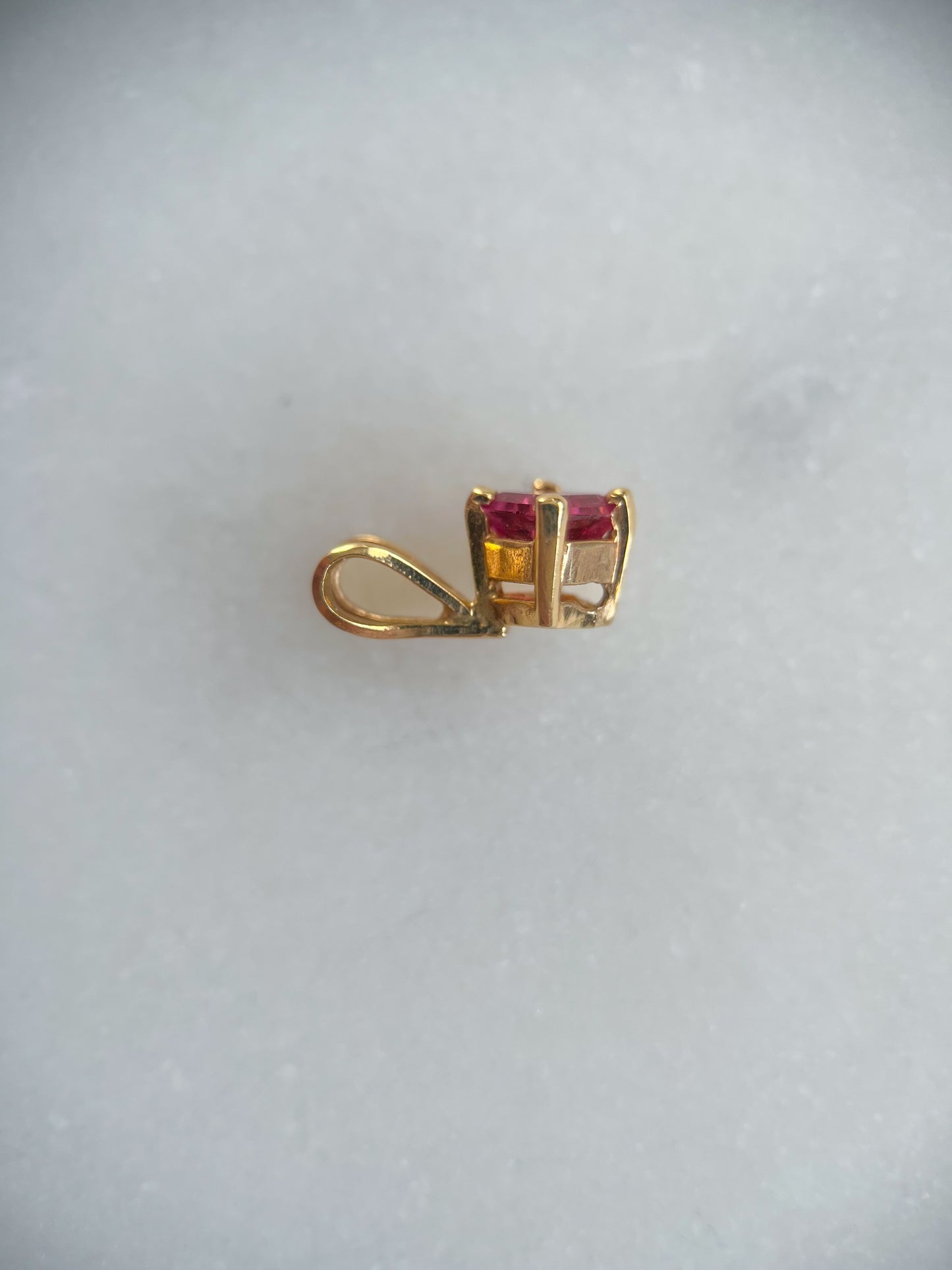 Vintage Square Tourmaline 14k Yellow Gold Charm