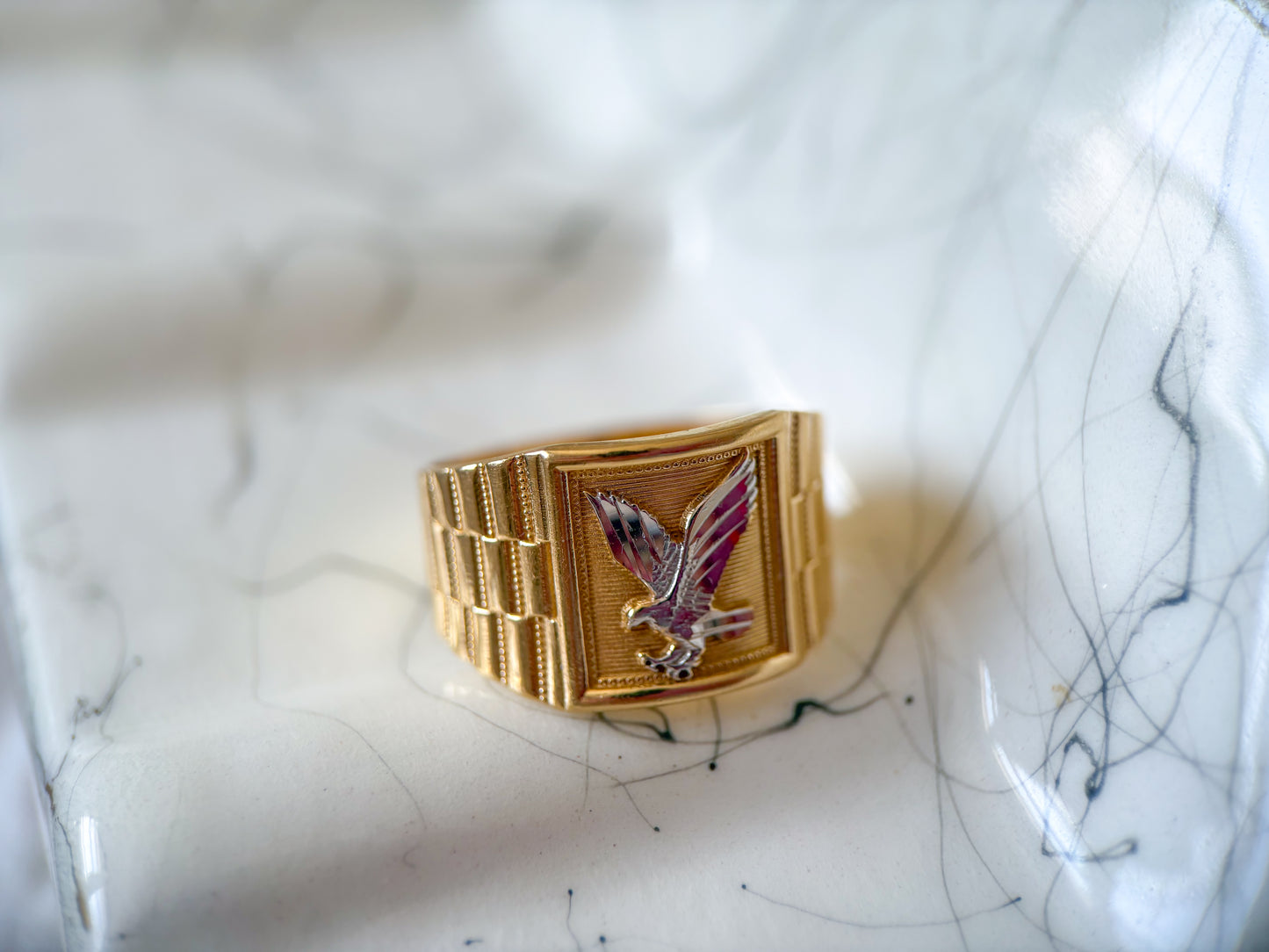 Vintage Eagle 14k Yellow Gold Men's Ring