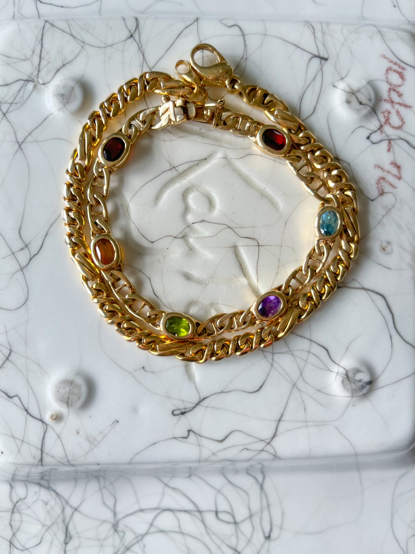 Vintage Heavy 18k Yellow Gold Chain 8.5 Inch Bracelet