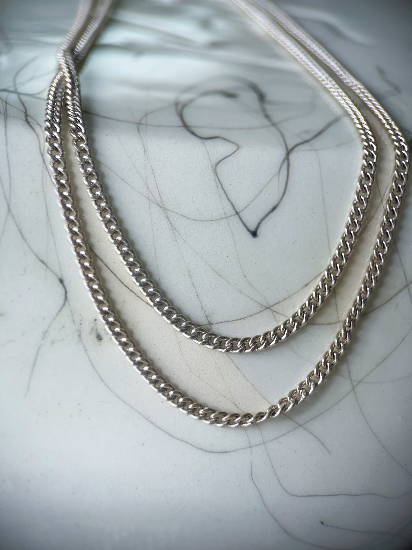 Vintage Curb Chain Sterling Silver 24 Inch Chain Necklace