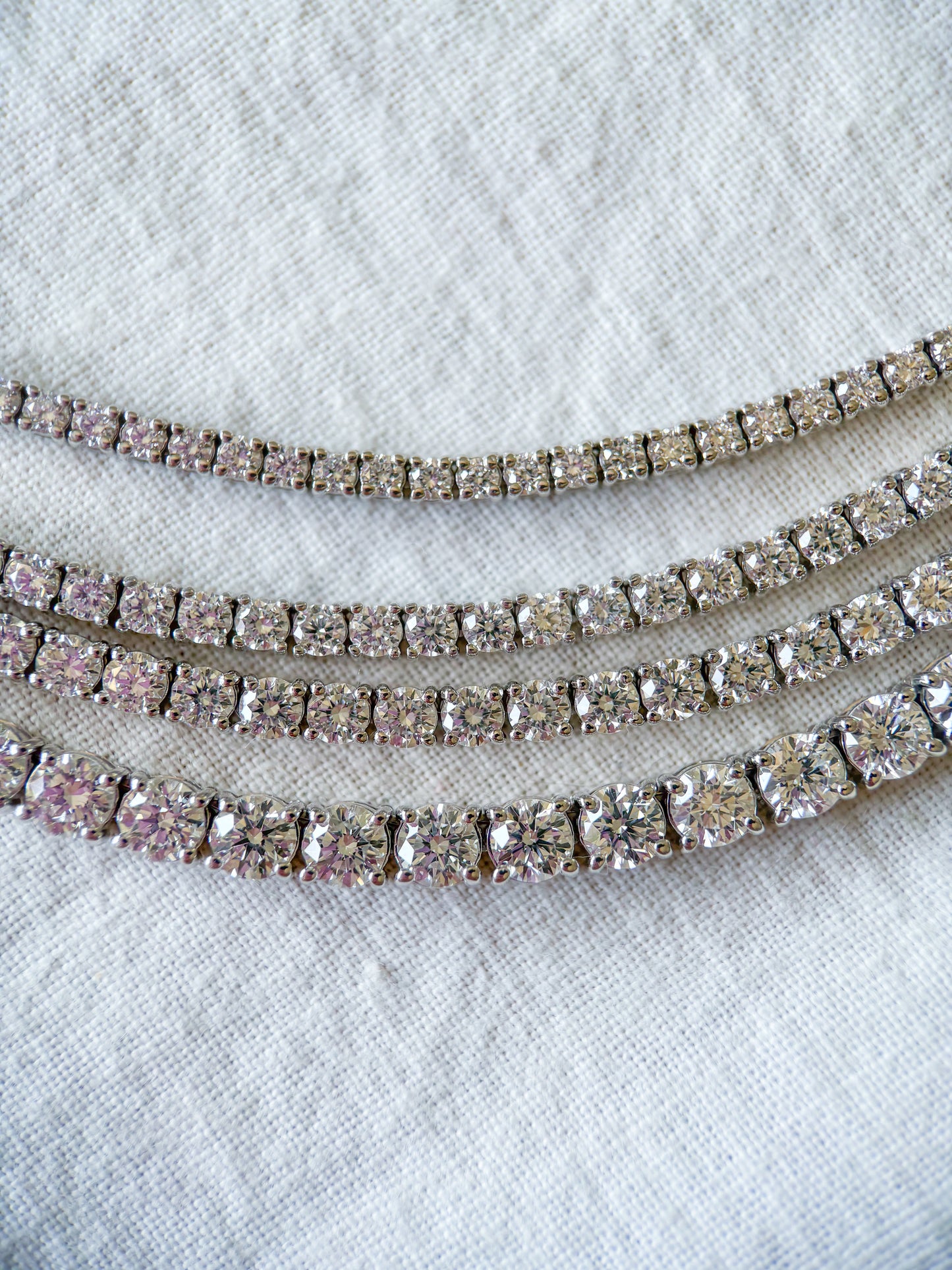 Lab Grown Diamond 14k White Gold 16 Inch Tennis Necklaces - Four Sizes