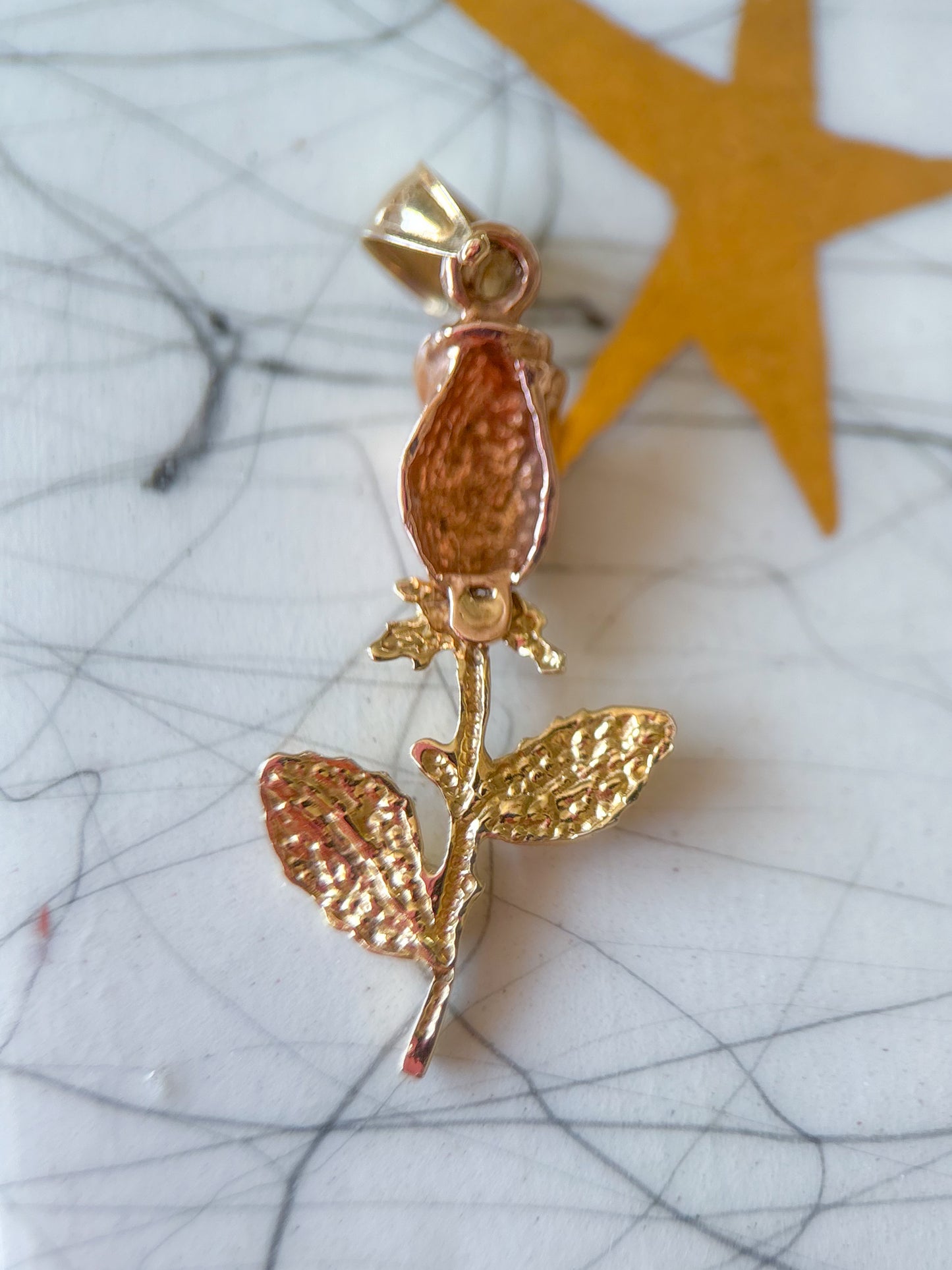 Vintage Rose Two Toned 14k Yellow and Rose Gold Charm