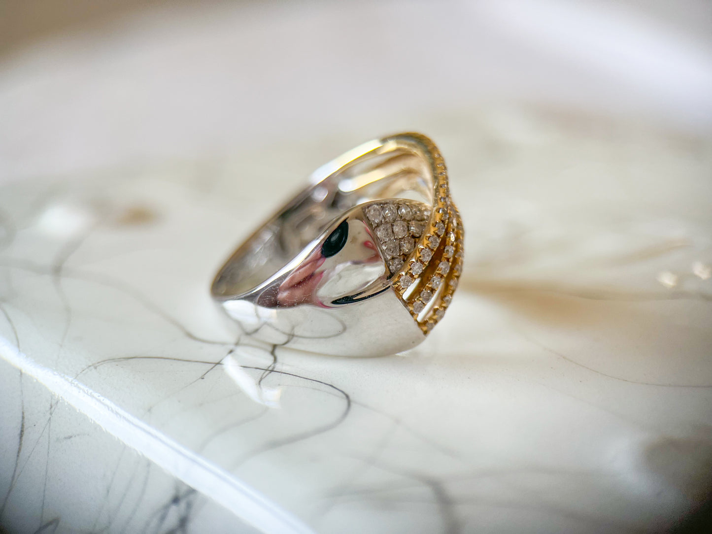 Natural Diamond Two Toned 14k Yellow and White Gold Ring