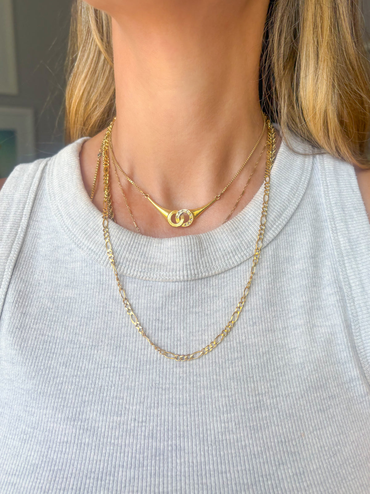 Vintage Figaro 14k Yellow Gold 20 Inch Necklace