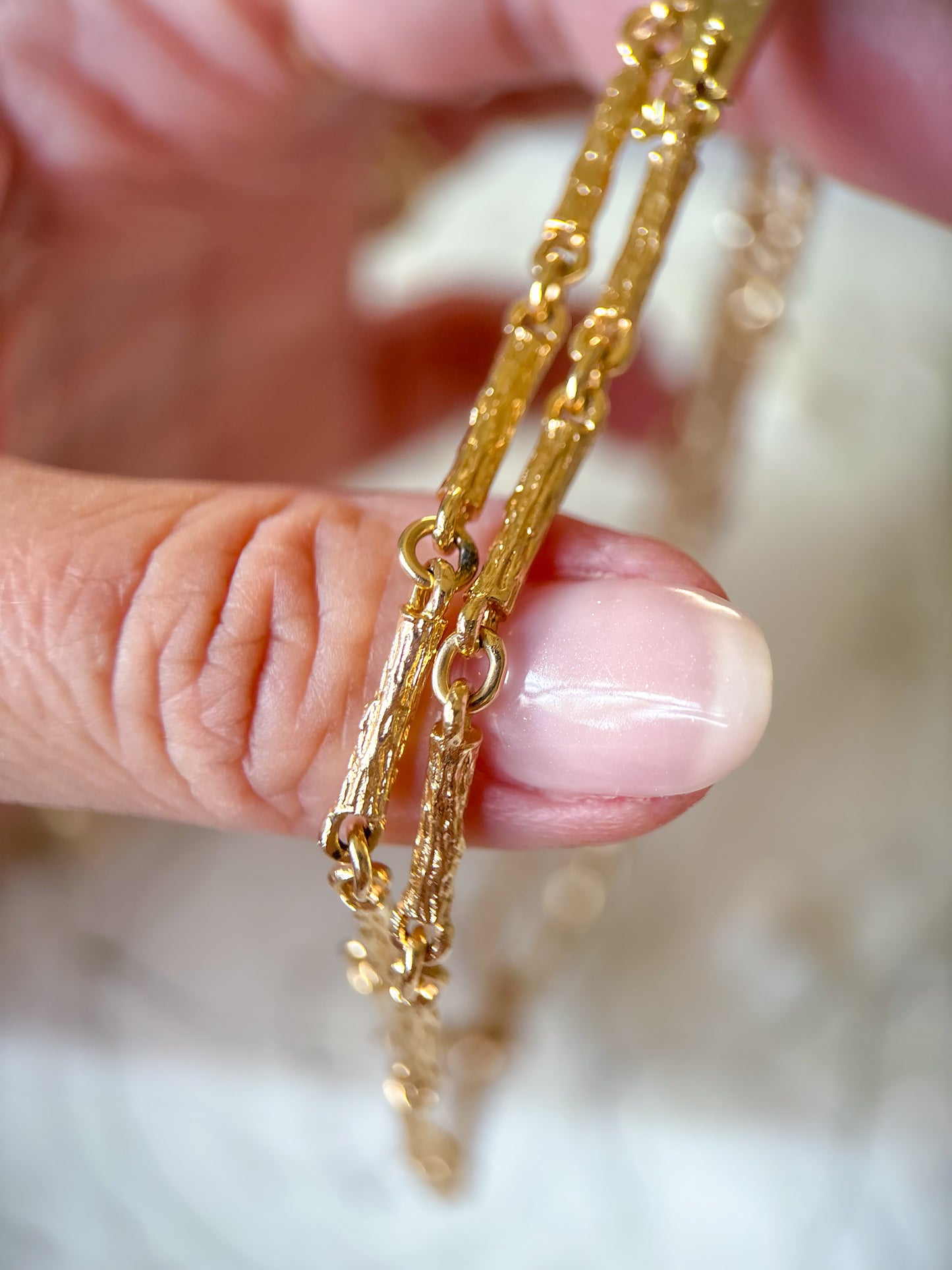 Vintage 14k Yellow Gold Bar Chain 20 Inch Necklace