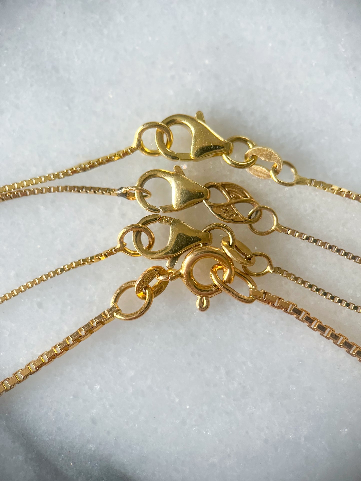 Only 3 left!* Vintage Box Chains 14k Yellow Gold 15, 19, 20 Inch Necklaces