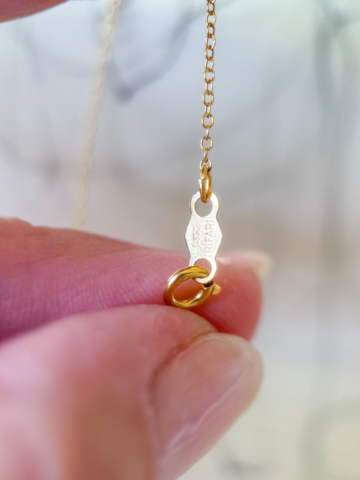 Vintage Pearl 14k Yellow Gold Charm with 15 Inch Chain