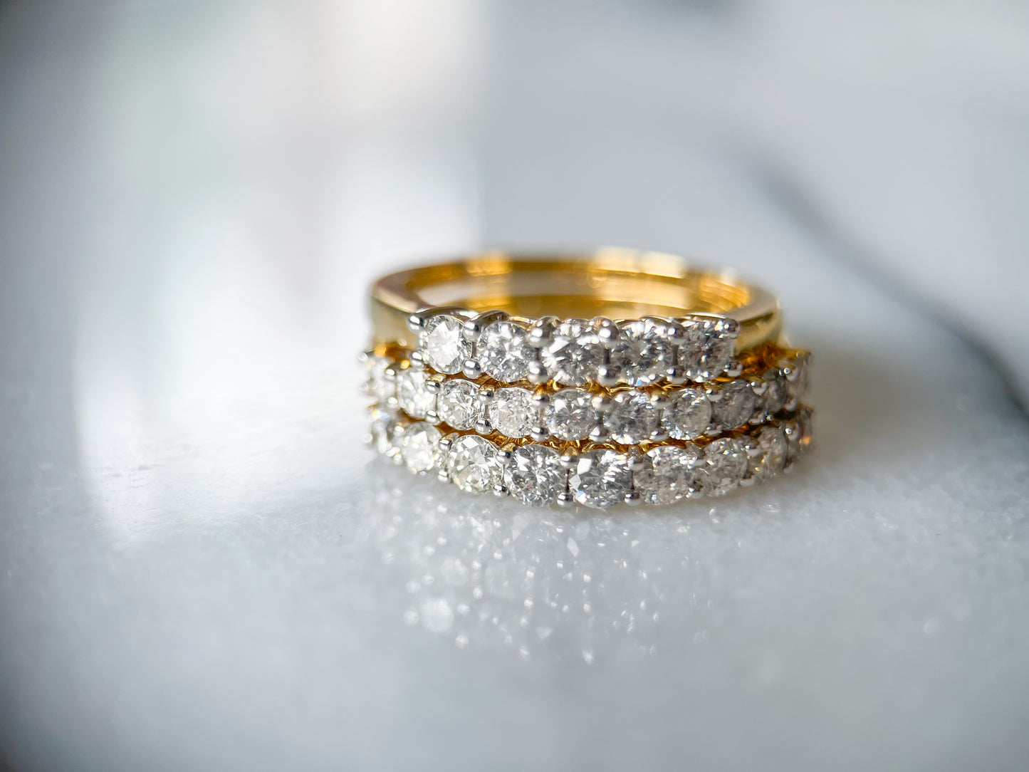 Natural Diamond Half Band 14k Yellow Gold Rings