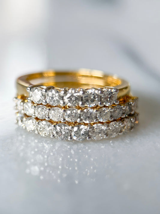 Natural Diamond Half Band 14k Yellow Gold Rings