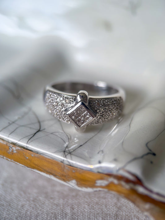 Vintage Natural Diamond 14k White Gold Ring
