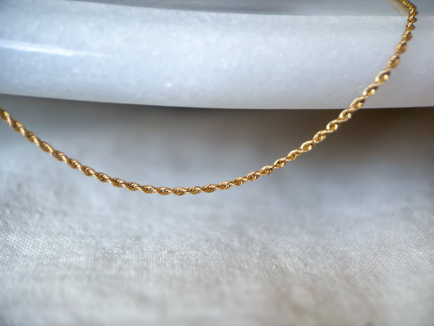 Vintage Thin Rope Chain 14k Yellow Gold 25 Inch Chain Necklace