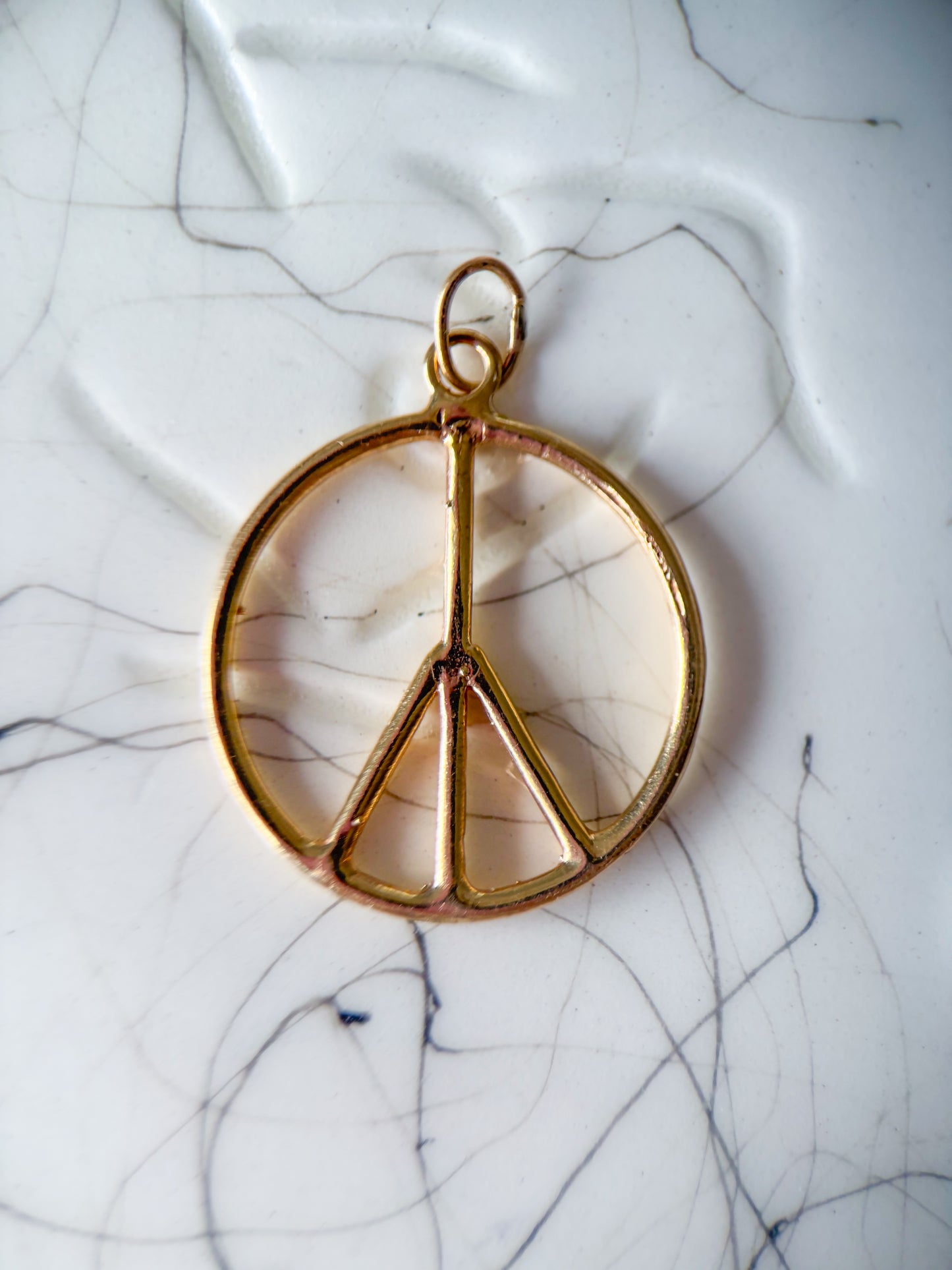 Vintage Peace Sign 14k Yellow Gold Charm