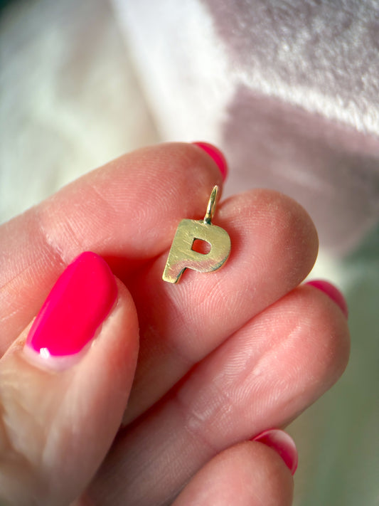 Vintage "P" 14k Yellow Gold Initial Charm